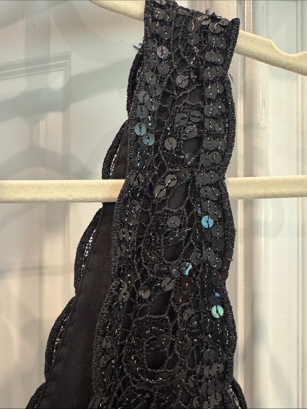Vintage Jovani Black Beaded Lace V-Neck Evening Gown - Picture 6 of 10